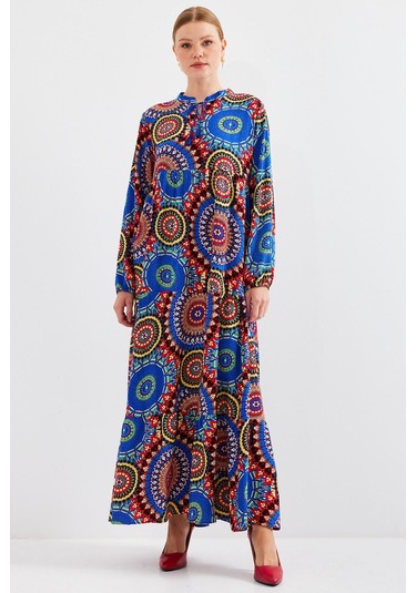 Bigdart 1627 Yaka Bağcıklı Tesettür Elbise - A.saks 001