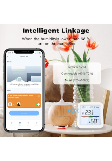 Tuya Wifi Bt Çift Modlu Sıcaklık Nem Test Cihazı Lcd Çok Renkli