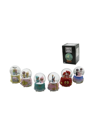 Büyük Boy - 10cm Pilli - Işıklı Müzikli Kar Küresi Cam İnsan Figü