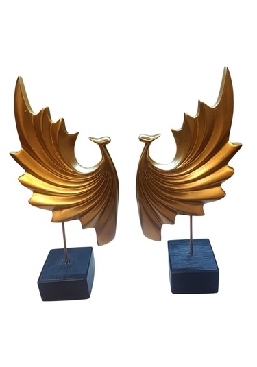 18cm -35cm Ebatlarında Kırılmaz Sarı Renk 2li Tavus Kuşu Biblosu