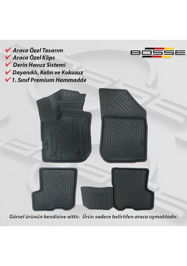 Dacia Sandero Paspas Araca Özel 2008 2020 BOSSE 3D Havuzlu Oto Paspas