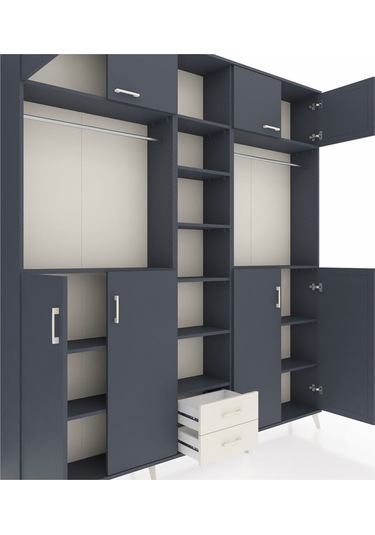 Arges Dolap 14 Raflı 2 Çekmeceli 2 Askılı 220x30x243 Antrasit-antrasit/aytaşı Antrasıt/aytası