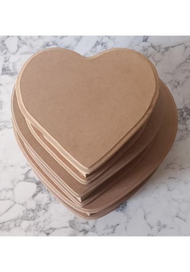 Hobi Adn Kalp Kutu Set 3'lü Ahşap Ham Mdf Kutuda Sevk El Yapım Ahşap