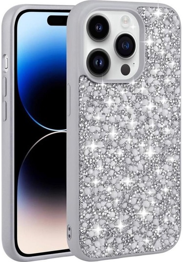 Apple Uyumlu iPhone 14 Pro Max Kılıf Parlak Taşlı Tasarım Linea Kapak