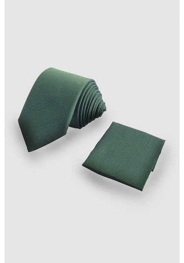 Tudors Cep Mendilli Düz Erkek Kravat - Yeşil