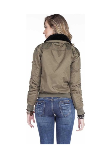 Wj141 Kadın Çıkarılabilir Kürt Yakalı Mont Haki