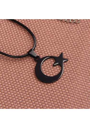 Ay Yıldız Siyah Erkek Kolye Takı Aksesuar K24 T5 Siyah