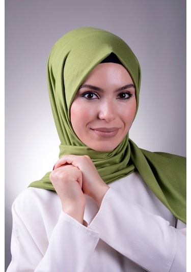 Fıstık Yeşili Düz Klasik Şal Viskon Kumaş Likralı Penye 202101_36