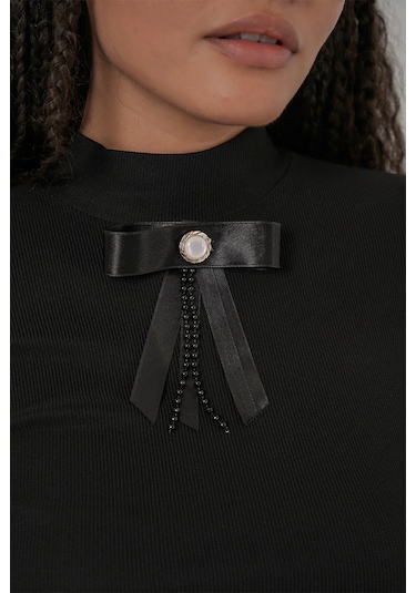 Kadın Kurdale Detay Uzun Kollu Bluz 977 - Siyah Siyah