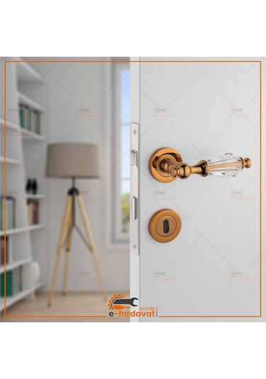 Topkapı Kristal Cam Rozetli Albirifin Oda Kapı Kolu Koldoor 5 Takım