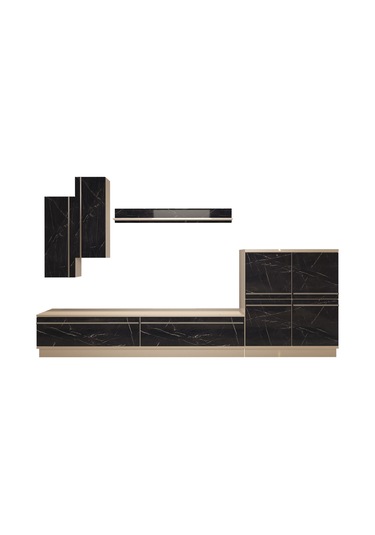 Decoraktiv Eko 6b Mdf Std Tv Ünitesi Tv Sehpası Beyaz - Siyah Mermer