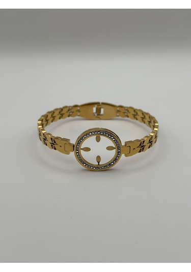 Arnes Jewelry Çelik Çeyrek Altın Takılabilen Kelepçe Bileklik