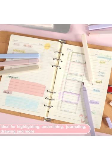 Aubyhe 12 Renk Yumuşak Vurgulayıcı Seti - İki Uçlu Uç İnce + Çatal - Hızlı Kuruyan - Kağıda Sızmayan - Not Alma, Çalışma, Renklendirme İçin Çok Renkli