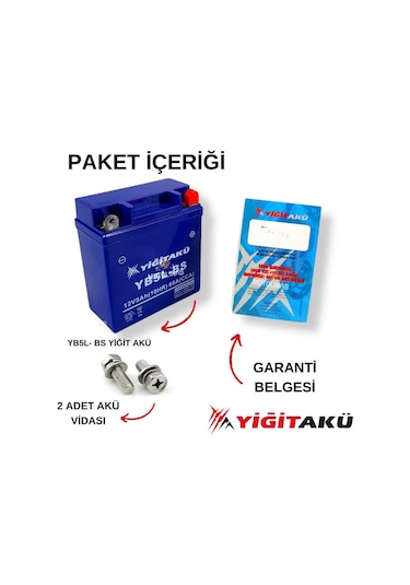 12 V 5 Ah Yb5l Bs Yiğit Akü Motorsiklet Cup Ybr Akü
