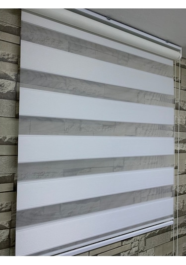 Beyaz Renk Mini Plise Desenli Zebra Stor Perde Tüm Ölçülerde (481204640)