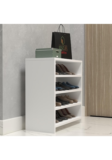 Kenzlife Ayakkabılık Konevi Mat Beyaz Suntalam 065 060 30 Oniki Çift Ayakkabı Kapasitesi Arkalıksız Beyaz