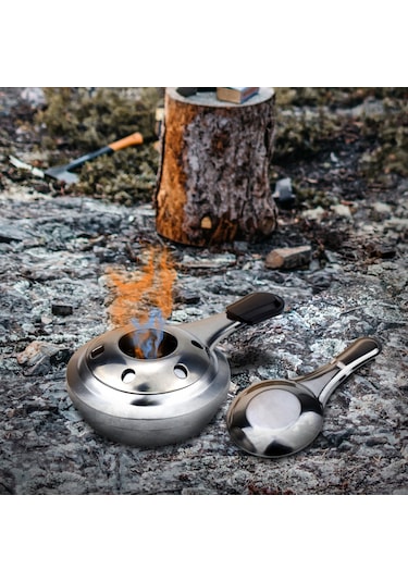 Kosona Pratik Ev Ve Bahçe Mini Alkol Ocağı - Çelik Yapı, Isı Regülatörü, 16cm, Fondue Ve Çorba Isıtma İçin Taşınabilir Paslanmaz Çelik