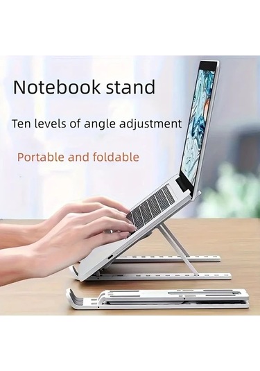 Cordial Siyah 1 Adet Ayarlanabilir Katlanır Laptop Standı, Taşınabilir Masaüstü Dizüstü Bilgisayar Sehpası