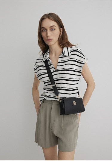 Mavi - Mühür Logo Detaylı Siyah Çapraz Çanta 1912662-900 Siyah