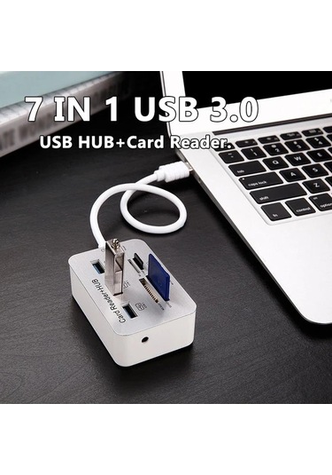 Xuweiwei Beyaz 7si 1 Arada Usb Type C 30 Hub 3 Port 4 Port Genisletici Sd Tf Ms M2 Hafiza Kart Okuyucu Adaptor Pc Laptop