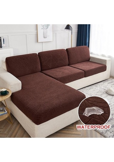 Novahub 1/2/3/4 Kişilik Su Geçirmez Jakarlı Kumaş Kanepe Koltuk Minderi Örtüsü Kadife Kaymaz Yıkanabilir Kanepe Kılıfı Koyu Kahve Koyu Kahverengi
