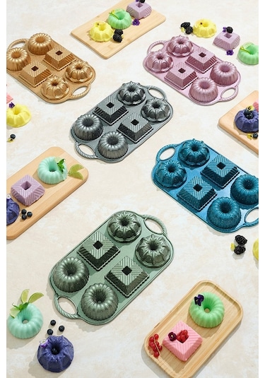 Emsan Griss Six In One 6'lı Döküm Kek Kalıbı Gold