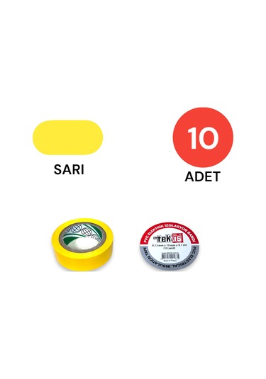 Tek-iş Izole Bant Elektrik Bandı Sarı 10 Adet