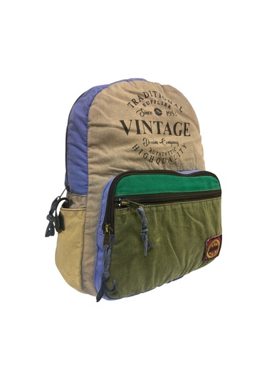 Kaliteli Renkli Vintage Disayn Günlük Sırt Gezi Okul Seyahat Çantası 31 Cm X 41 Cm Haki