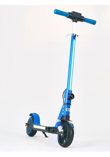 Elektrikli Çocuk Scooter 130w 3 Kademe Hız Ayarlanabilir Gidon Uzun Menzil Koruma Seti Hediye Mavi