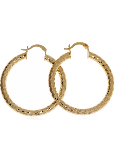 Kadın Baklava Desen Model Parlak Çelik Küpe Gold