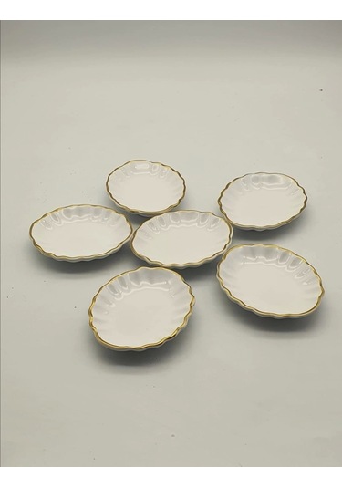 Porselen Altın Yaldızlı İstridye Çerezlik Reçellik Lokumluk Sosluk 1 Adet Beyaz