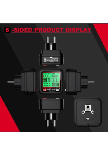 Yunboo Habotest Ht97d Avrupa Tipi Akıllı Prizi Test Cihazı: Akım Kontrolü, Fırtına Akımı Tespiti, Lcd Ekranlı Ve Otomatik Kapanma Özelliği Pil Yok