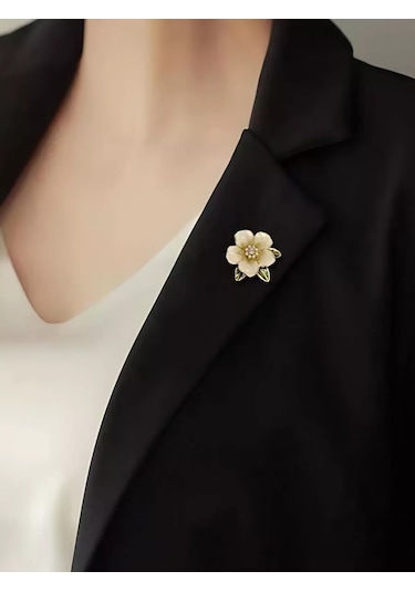 Bijoubijou Kadın Broşları 2'li Paket Çiçek 250613480 Altın Rengi