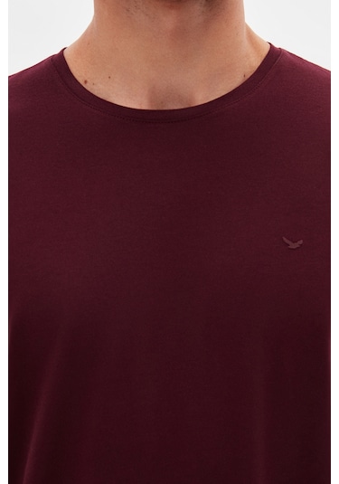 Ds Damat Regular Fit Mürdüm Düz Nakışlı %100 Pamuk T-shirt 4hc140632006m MÜRDÜM