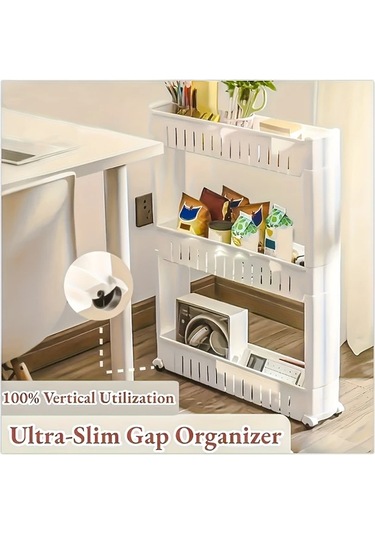 Honeybeeshop Beyaz 3 Katmanli 70.99x54.0x11.99 Cm Ultra İnce Buzdolabi Kenar Rafi Bagimsiz Araba Banyo Oturma Odasi Depolama İcin Uygun Beyaz