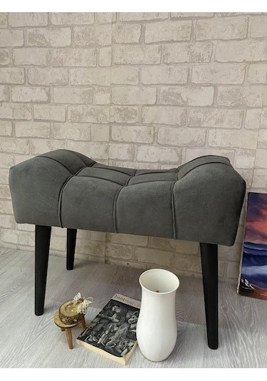 puf  ahşap siyah  ayak çima dikiş spor modern tasarım şık