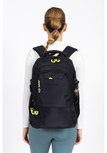 Fermuarlı Geniş Bölmeli Spor & Okul Sırt Çantası Hafif, Ergonomik Ve Dayanıklı Tasarım - Siyah Siyah