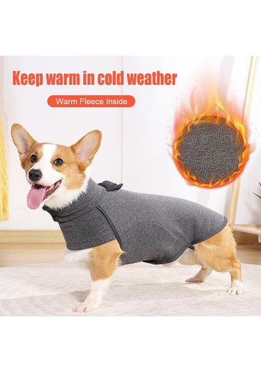 Vkemall Köpek Kışlık Sweatshirt: Yumuşak Yün İçi, Turtleneck, Isı Sağlar - Gri Xl Ya002m031