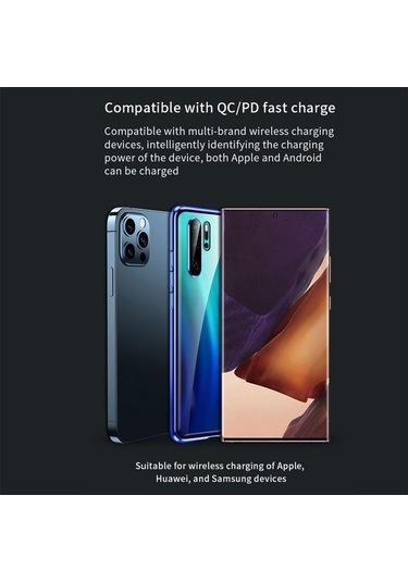 Sandwich 15w Hızlı Manyetik Kablosuz Şarj, 5g Engelleme, Usb-c, Gümüş, Taşınabilir Güvenlik