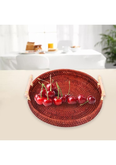 Suntek Gıda Meyve Tatlısı Depolama Için Dokuma Servis Tepsisi Koyu Kahverengi Küçük Koyu Kahverengi