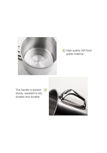 Sones 5 Adet Ekstra Kalın 304 Paslanmaz Çelik Bardak Çocuk Ağız Bardak Saplı Kapaklı Ev Yetişkin İçme Suyu Bardağı 10cm Kapaklı