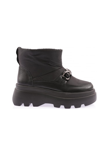Dgn Es808 Kadin Kalin Zincir Aksesuarli İnci Taşli Bot ES808-2007-R1534 Siyah