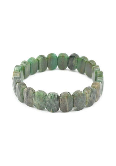 Murty99 Oval Kesim Hakiki Mikaşist Taşı Bileklik Yeşil