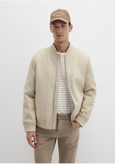 Mavi - Bej Suni Deri Ceket 0110639-70186 Bej