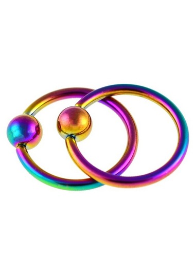 Homyl 1 Çift Paslanmaz Çelik Burun Tragus Dudak Tutucu Boncuklu Gökkuşağı Çok Renkli