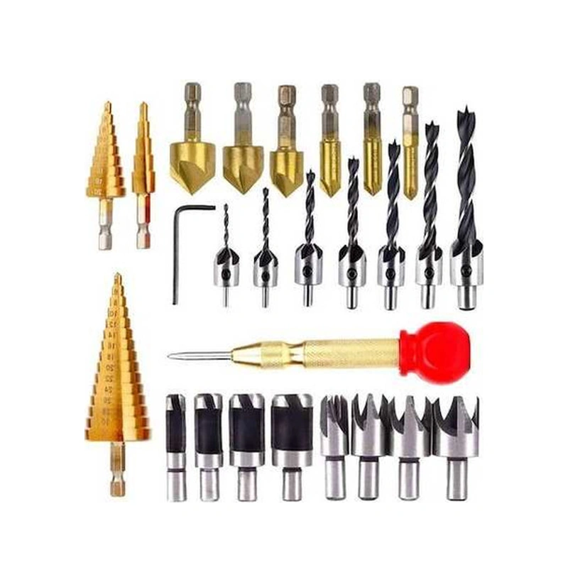 Tongxida Ağaç İşleme Pah Delme Aracı Havşa Matkap Uçları Set, 26 Adet Paketi