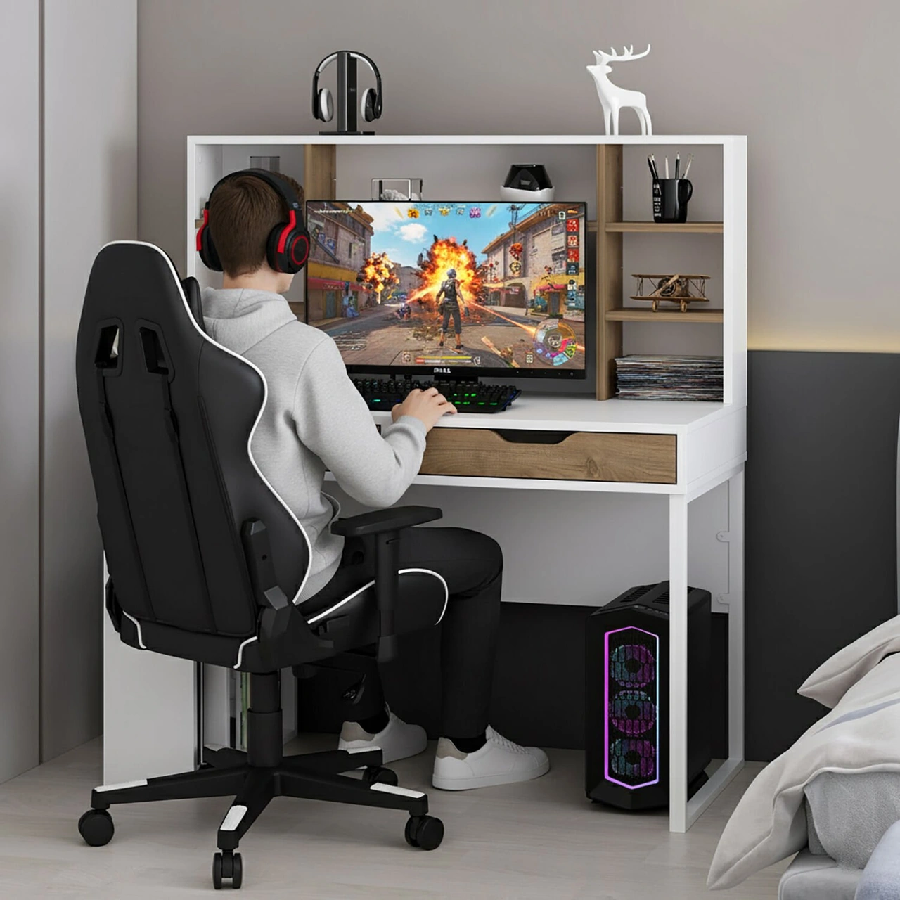 Mila Çalışma Masası - Beyaz/rahle Çok Renkli