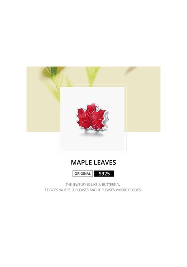 Bamoer Hakiki 925 Ayar Gümüş Akçaağaç Yaprakları Emaye Süreci  Oksitlenmiş Gümüş Charm Marka Dıy Takı İçin