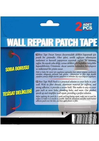 Duvar Yaması Tesisat Ve Soba Borusu Delikleri İçin Kalıcı Onarım 15cmx15cm-2adet