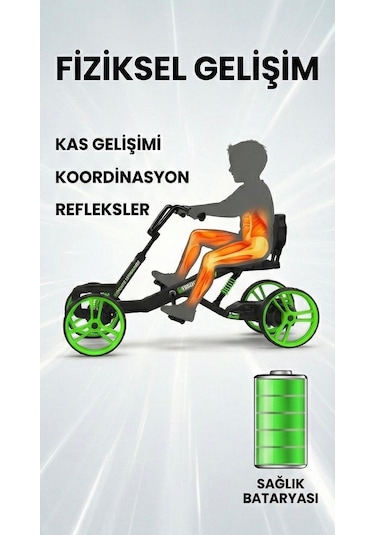 Elektrikli Pedal Go-kart Siyah - Yeşil